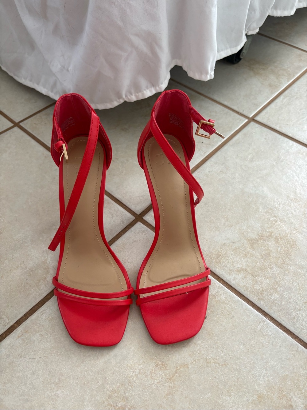 JustFab Red Strappy Ankle-Buckle Heels